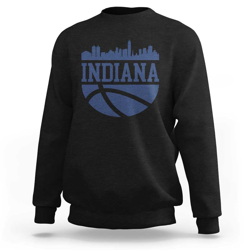 Indiana Skyline Basketball Sweatshirt Distressed Urban Hoops Graphic for Indy Fans