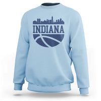 Indiana Skyline Basketball Sweatshirt Distressed Urban Hoops Graphic for Indy Fans