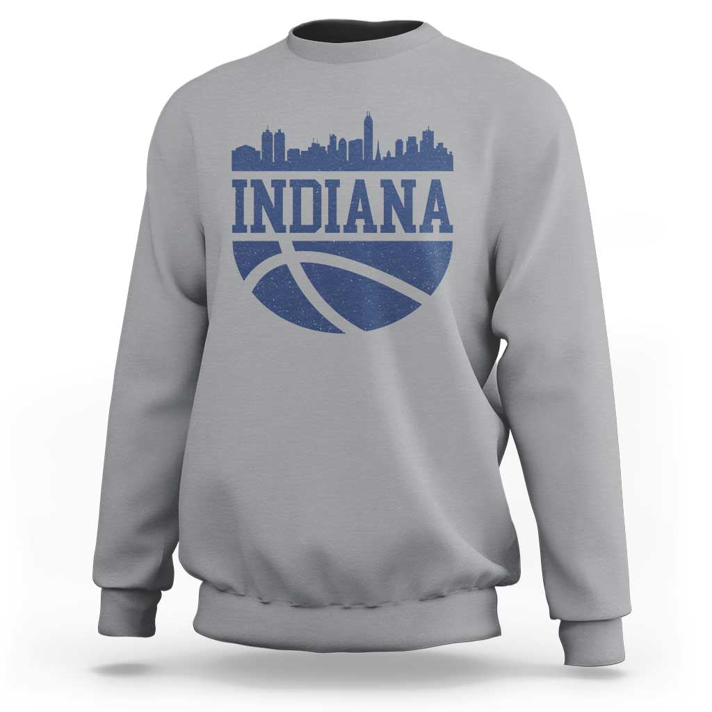 Indiana Skyline Basketball Sweatshirt Distressed Urban Hoops Graphic for Indy Fans