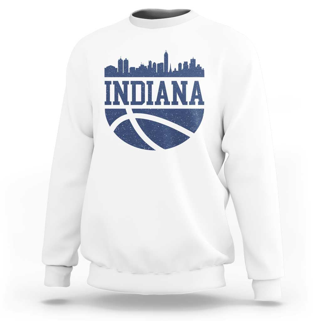 Indiana Skyline Basketball Sweatshirt Distressed Urban Hoops Graphic for Indy Fans