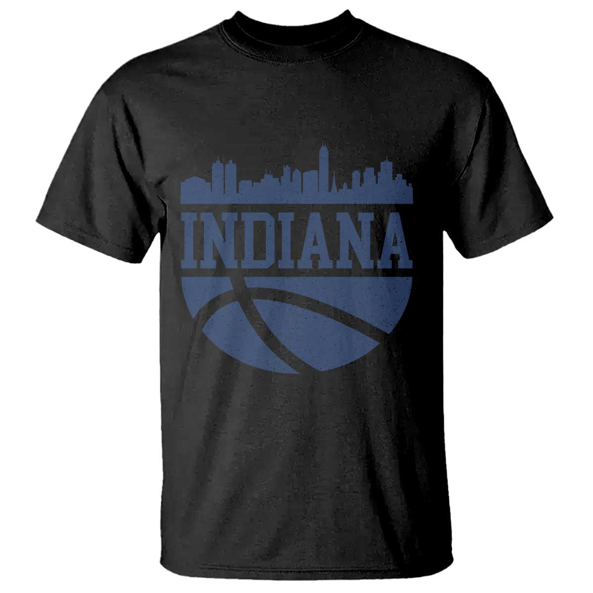 Indiana Skyline Basketball T Shirt Distressed Urban Hoops Graphic for Indy Fans