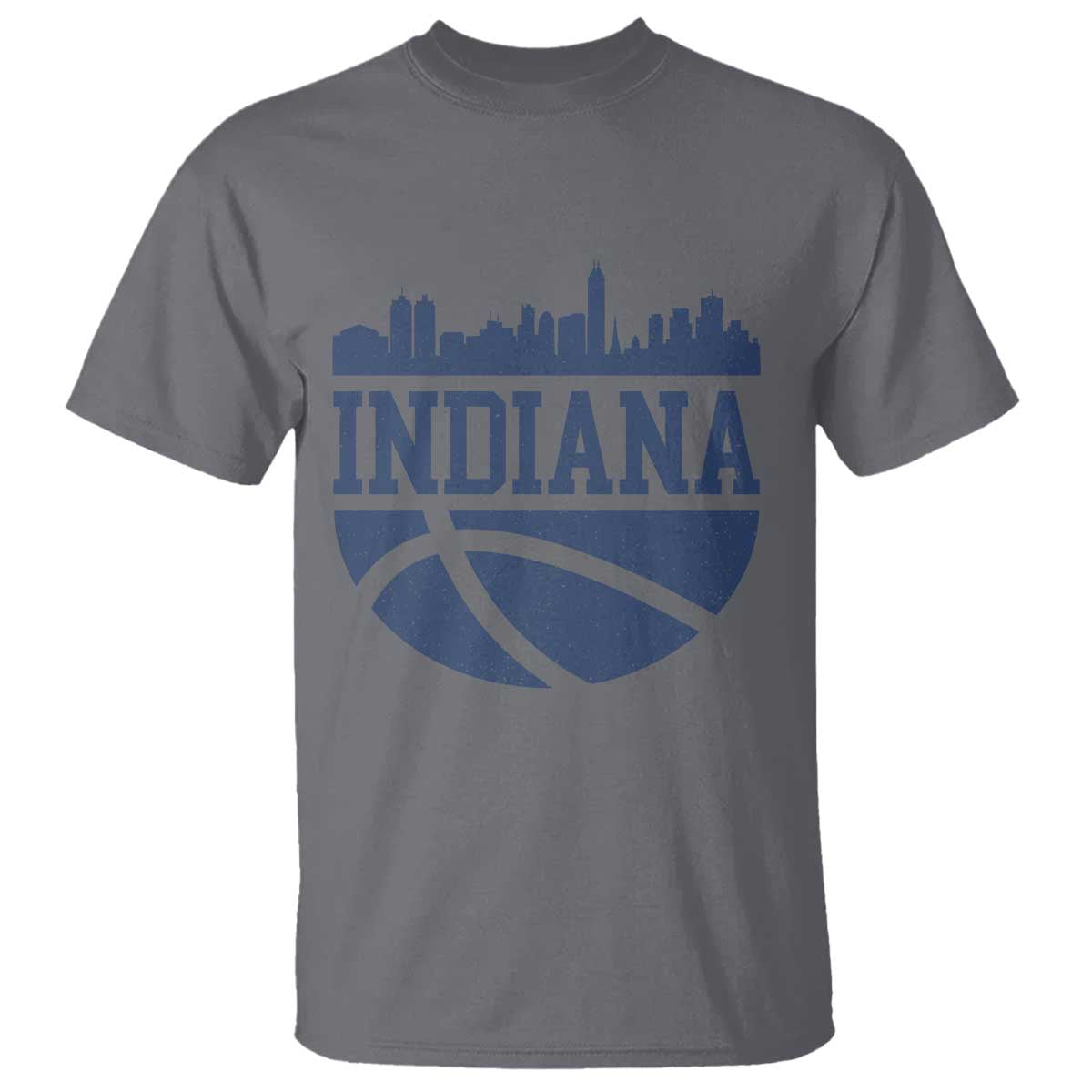 Indiana Skyline Basketball T Shirt Distressed Urban Hoops Graphic for Indy Fans