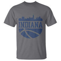 Indiana Skyline Basketball T Shirt Distressed Urban Hoops Graphic for Indy Fans