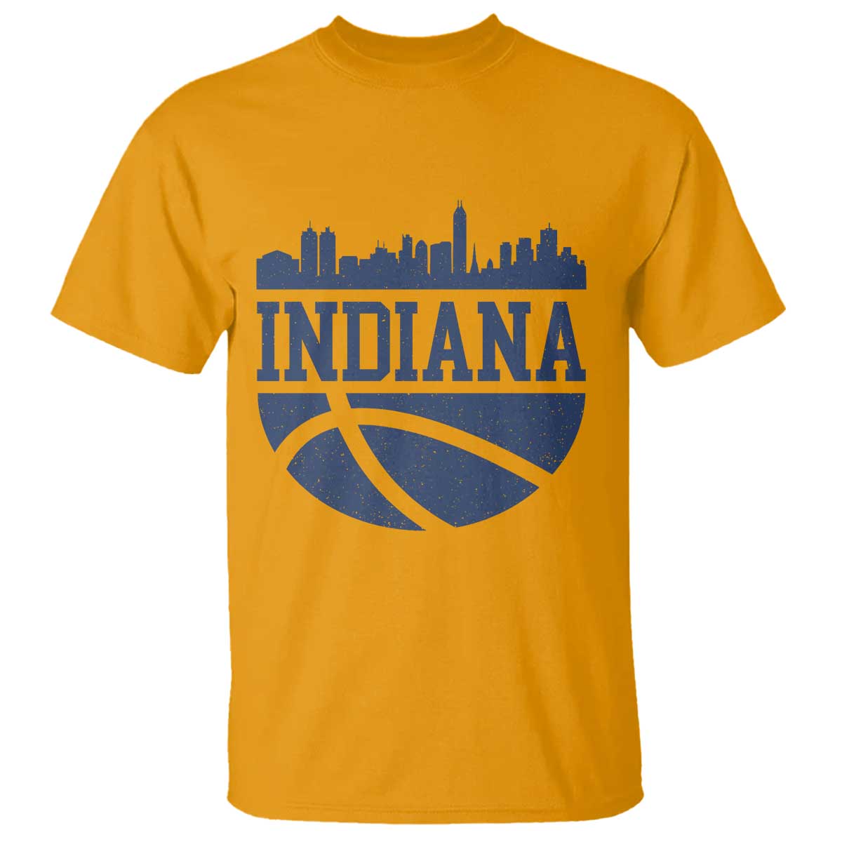 Indiana Skyline Basketball T Shirt Distressed Urban Hoops Graphic for Indy Fans