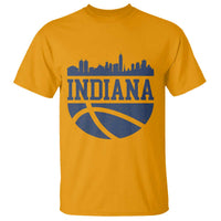 Indiana Skyline Basketball T Shirt Distressed Urban Hoops Graphic for Indy Fans