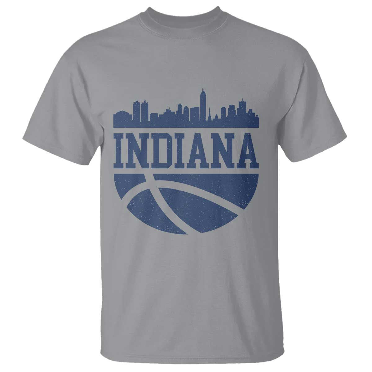 Indiana Skyline Basketball T Shirt Distressed Urban Hoops Graphic for Indy Fans