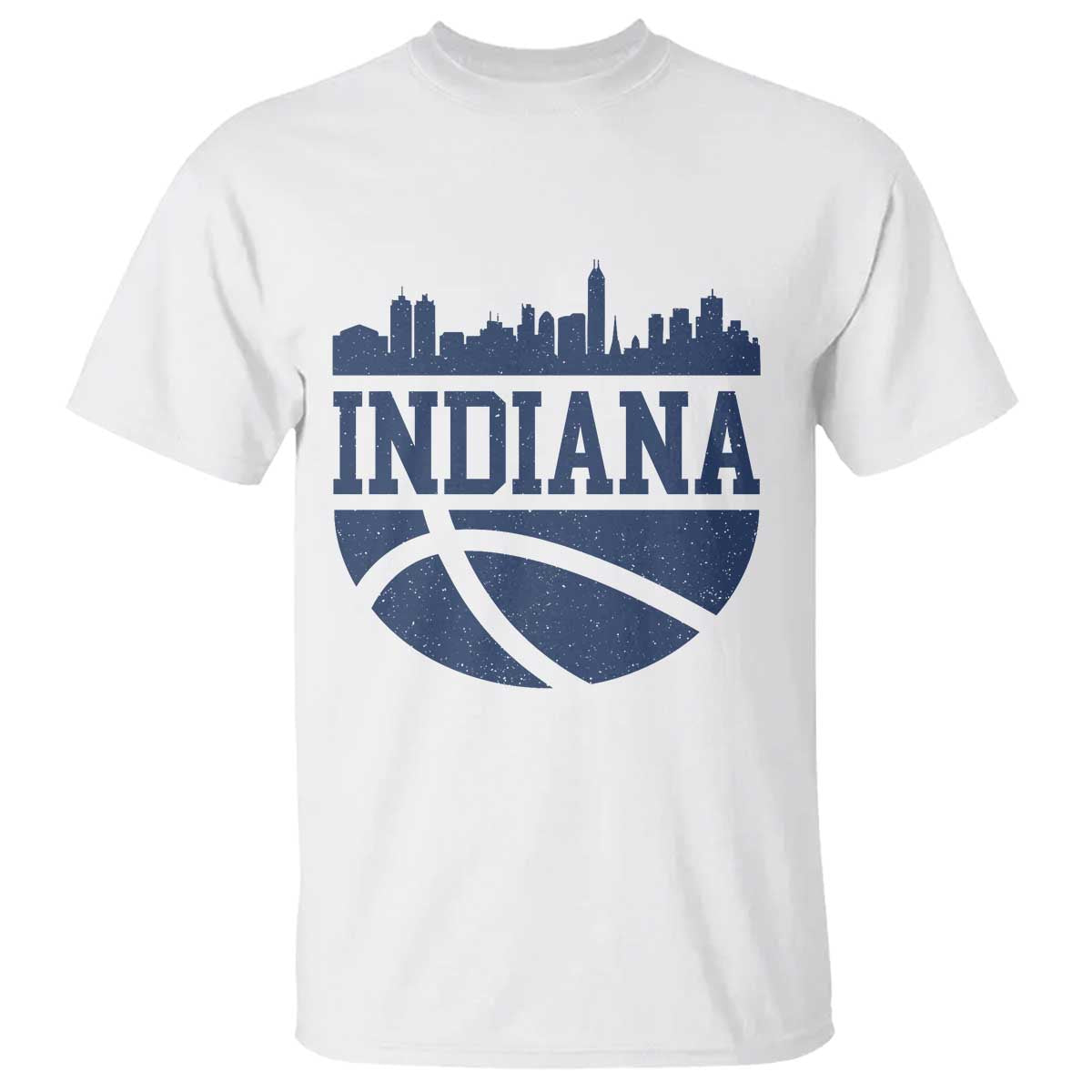 Indiana Skyline Basketball T Shirt Distressed Urban Hoops Graphic for Indy Fans