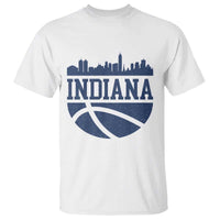 Indiana Skyline Basketball T Shirt Distressed Urban Hoops Graphic for Indy Fans