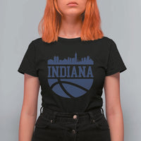 Indiana Skyline Basketball T Shirt For Women Distressed Urban Hoops Graphic for Indy Fans