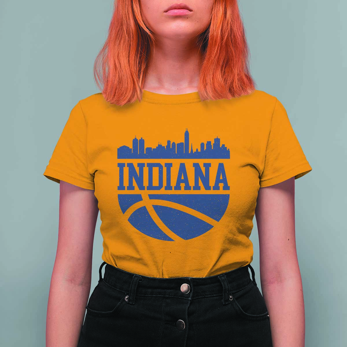 Indiana Skyline Basketball T Shirt For Women Distressed Urban Hoops Graphic for Indy Fans