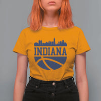 Indiana Skyline Basketball T Shirt For Women Distressed Urban Hoops Graphic for Indy Fans