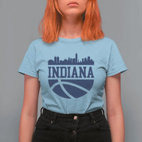 Indiana Skyline Basketball T Shirt For Women Distressed Urban Hoops Graphic for Indy Fans