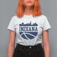 Indiana Skyline Basketball T Shirt For Women Distressed Urban Hoops Graphic for Indy Fans