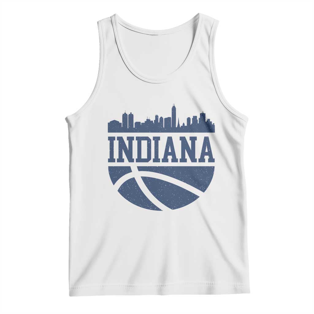 Indiana Skyline Basketball Tank Top Distressed Urban Hoops Graphic for Indy Fans
