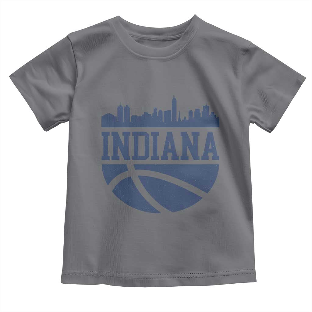 Indiana Skyline Basketball Toddler T Shirt Distressed Urban Hoops Graphic for Indy Fans