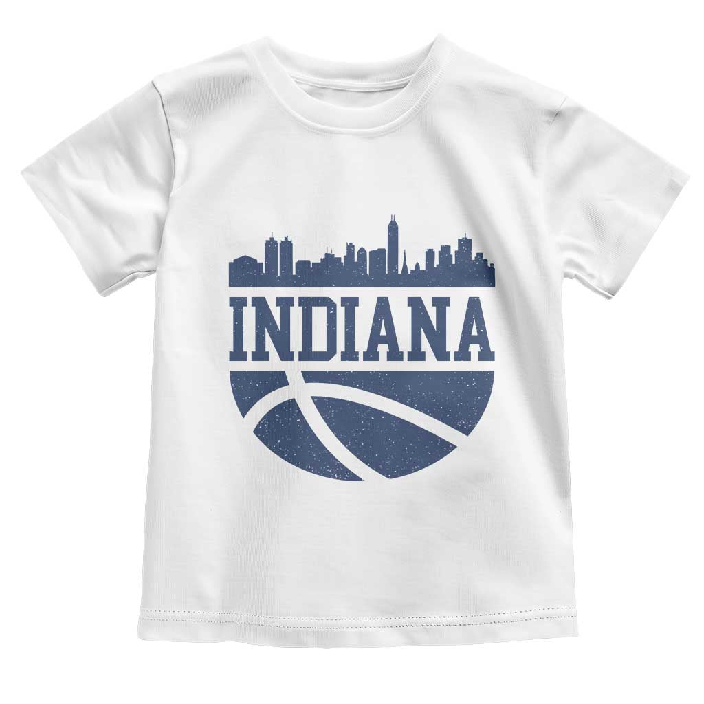 Indiana Skyline Basketball Toddler T Shirt Distressed Urban Hoops Graphic for Indy Fans