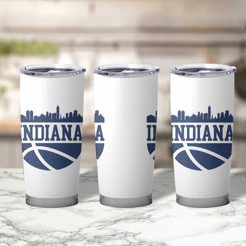 Indiana Skyline Basketball Tumbler Cup Distressed Urban Hoops Graphic for Indy Fans