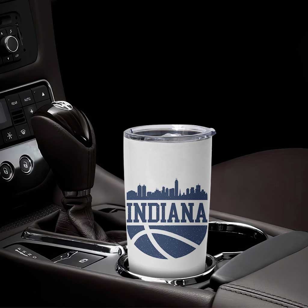 Indiana Skyline Basketball Tumbler Cup Distressed Urban Hoops Graphic for Indy Fans