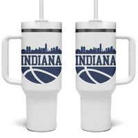 Indiana Skyline Basketball Tumbler With Handle Distressed Urban Hoops Graphic for Indy Fans