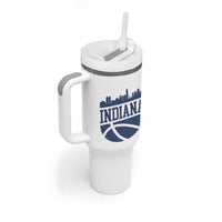 Indiana Skyline Basketball Tumbler With Handle Distressed Urban Hoops Graphic for Indy Fans