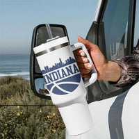 Indiana Skyline Basketball Tumbler With Handle Distressed Urban Hoops Graphic for Indy Fans
