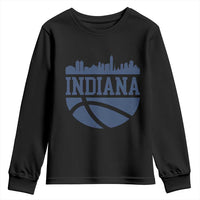 Indiana Skyline Basketball Youth Sweatshirt Distressed Urban Hoops Graphic for Indy Fans