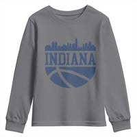 Indiana Skyline Basketball Youth Sweatshirt Distressed Urban Hoops Graphic for Indy Fans