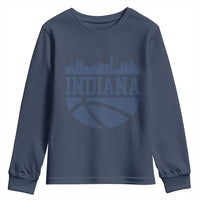 Indiana Skyline Basketball Youth Sweatshirt Distressed Urban Hoops Graphic for Indy Fans