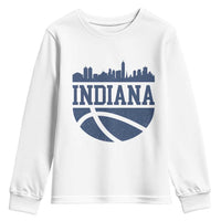 Indiana Skyline Basketball Youth Sweatshirt Distressed Urban Hoops Graphic for Indy Fans