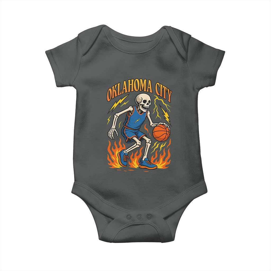 Oklahoma City Basketball Skeleton Baby Onesie OKC Hoops Fan Life Sport Lover - Wonder Print Shop