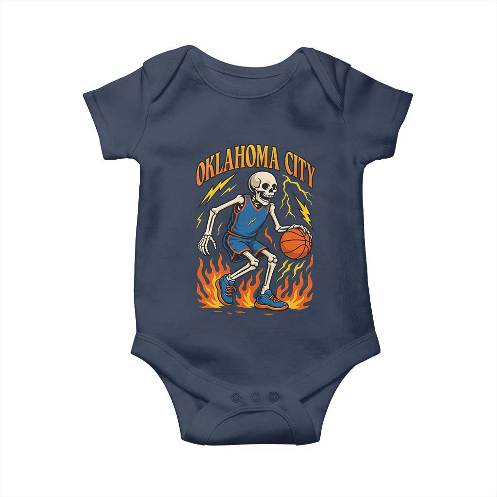 Oklahoma City Basketball Skeleton Baby Onesie OKC Hoops Fan Life Sport Lover - Wonder Print Shop