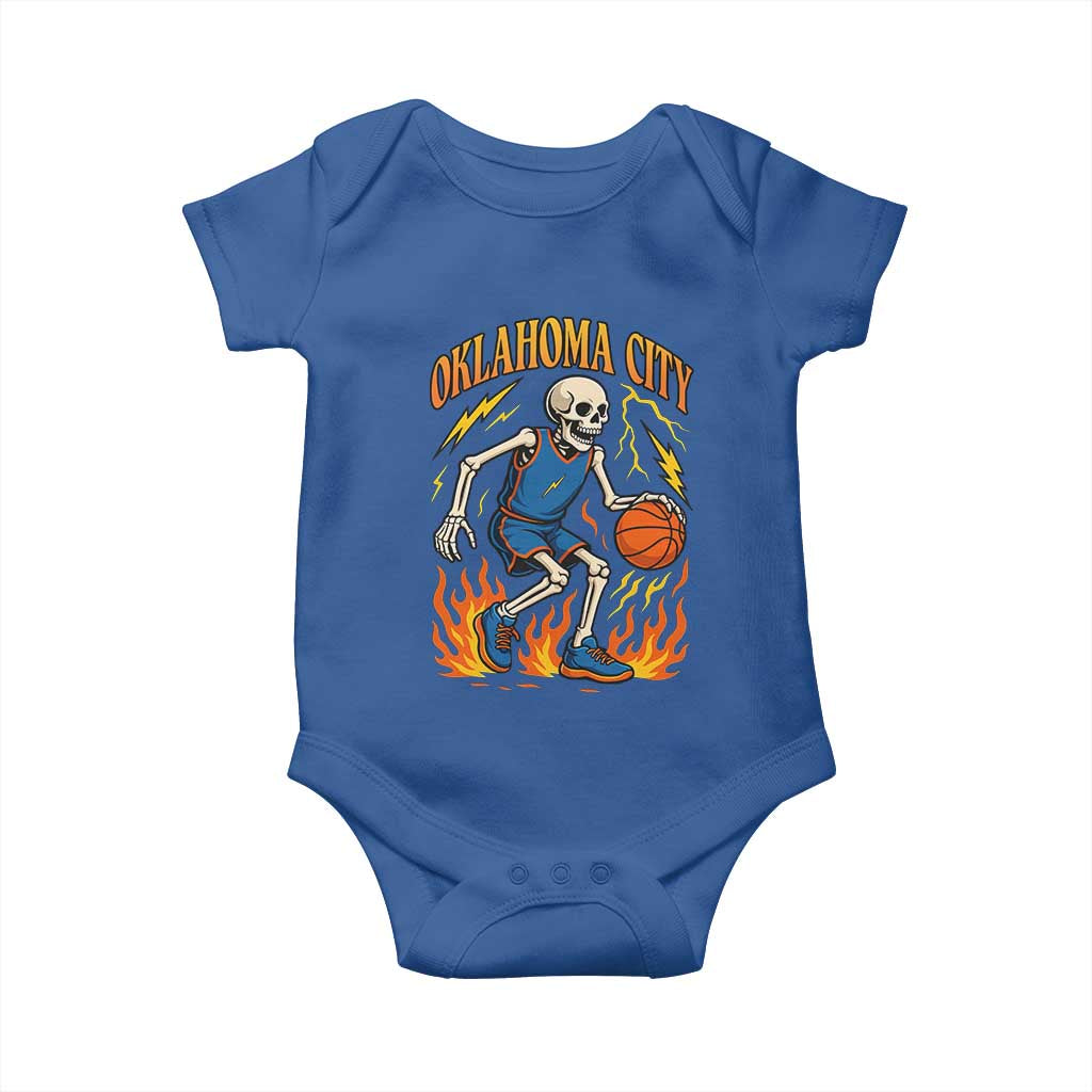 Oklahoma City Basketball Skeleton Baby Onesie OKC Hoops Fan Life Sport Lover - Wonder Print Shop