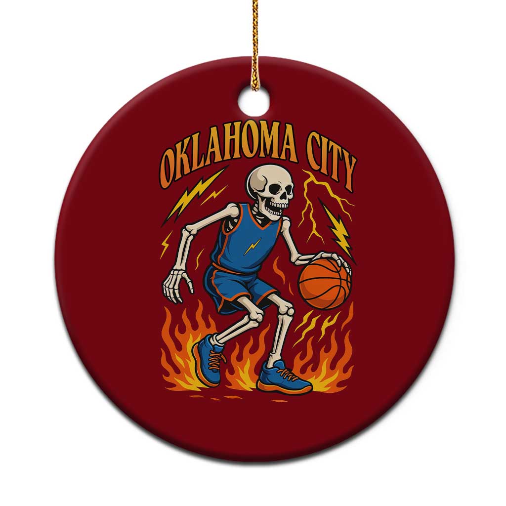 Oklahoma City Basketball Skeleton Ceramic Ornament OKC Hoops Fan Life Sport Lover - Wonder Print Shop