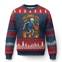 Oklahoma City Basketball Skeleton Ugly Christmas Sweater OKC Hoops Fan Life Sport Lover - Wonder Print Shop