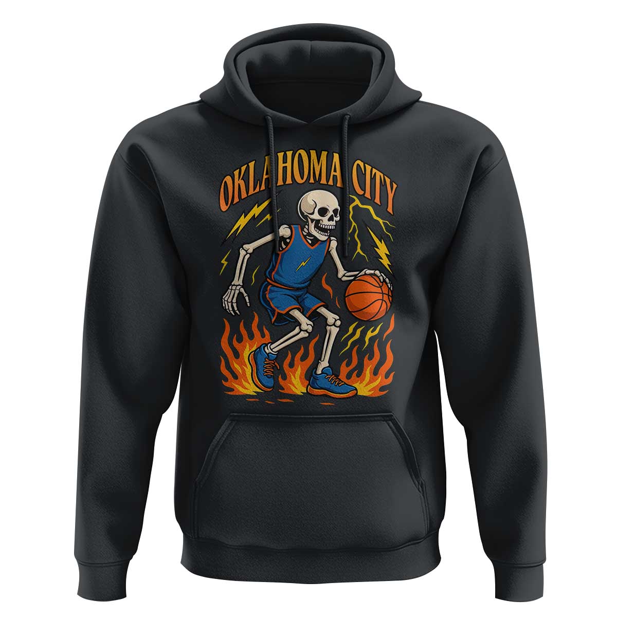 Oklahoma City Basketball Skeleton Hoodie OKC Hoops Fan Life Sport Lover - Wonder Print Shop