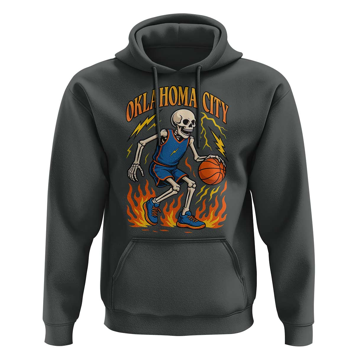 Oklahoma City Basketball Skeleton Hoodie OKC Hoops Fan Life Sport Lover - Wonder Print Shop