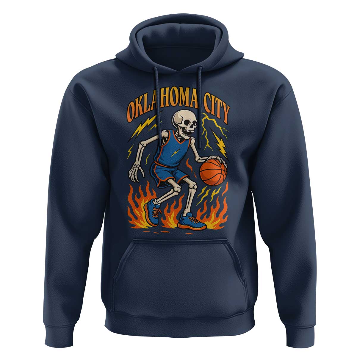 Oklahoma City Basketball Skeleton Hoodie OKC Hoops Fan Life Sport Lover - Wonder Print Shop