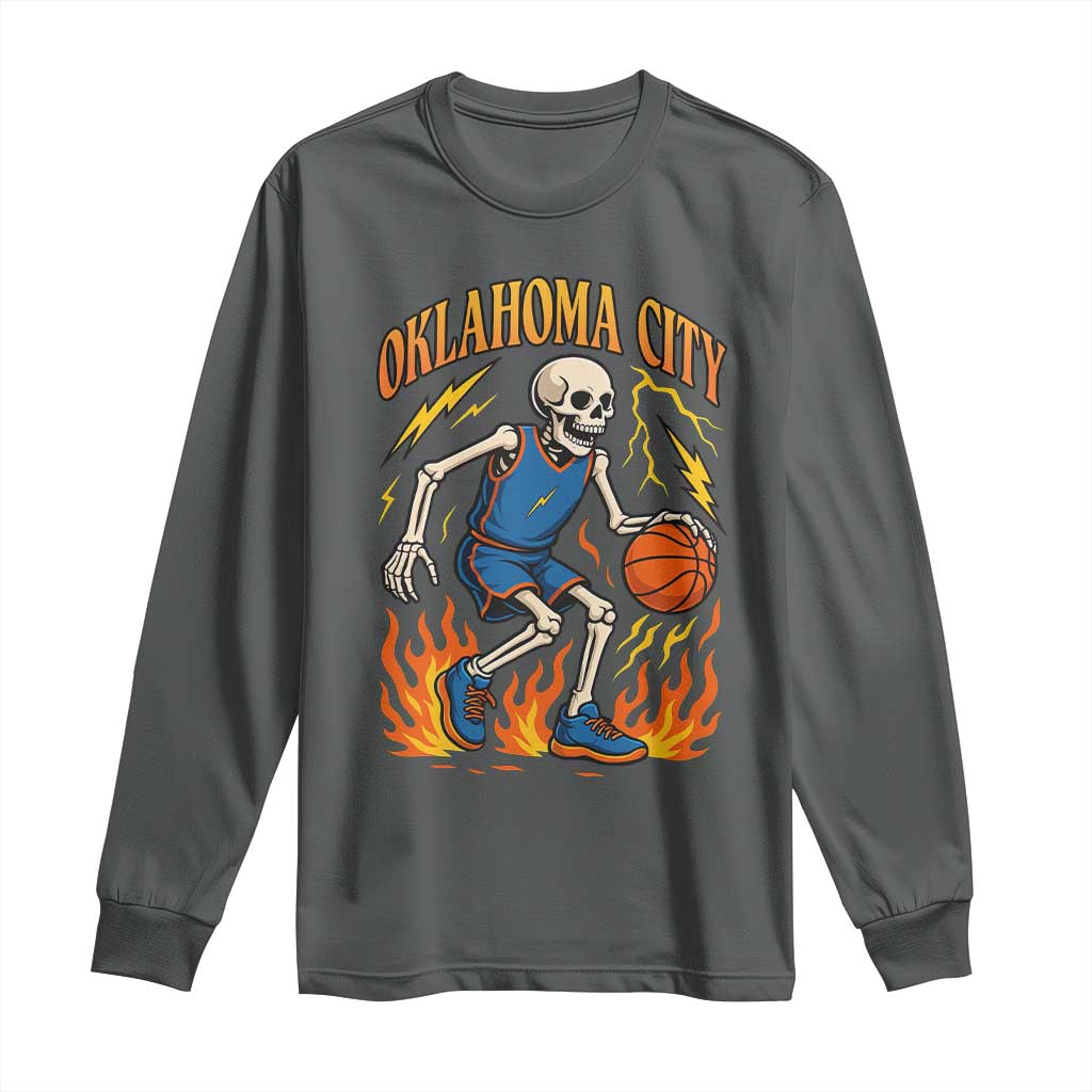 Oklahoma City Basketball Skeleton Long Sleeve Shirt OKC Hoops Fan Life Sport Lover - Wonder Print Shop
