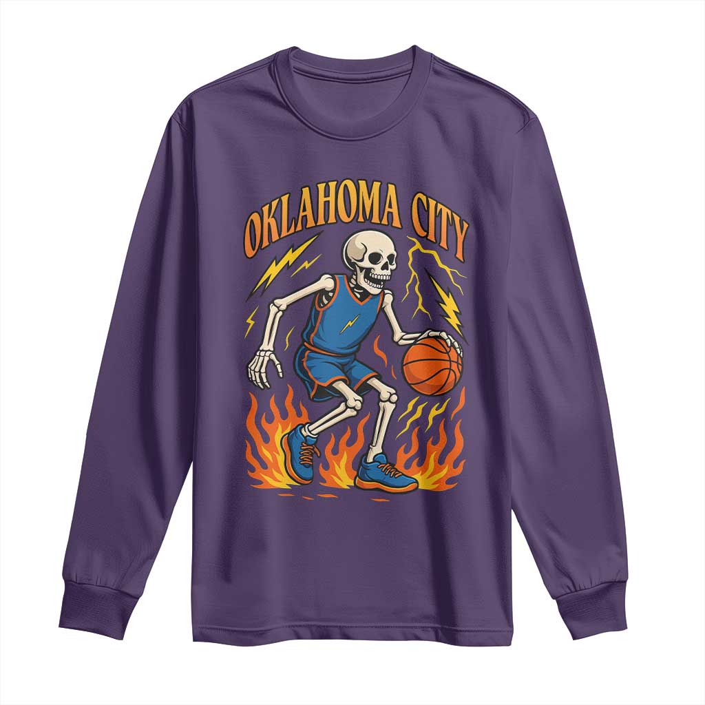 Oklahoma City Basketball Skeleton Long Sleeve Shirt OKC Hoops Fan Life Sport Lover - Wonder Print Shop