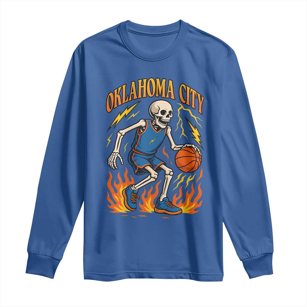 Oklahoma City Basketball Skeleton Long Sleeve Shirt OKC Hoops Fan Life Sport Lover - Wonder Print Shop
