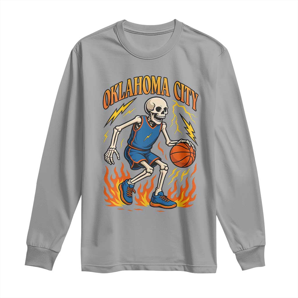 Oklahoma City Basketball Skeleton Long Sleeve Shirt OKC Hoops Fan Life Sport Lover - Wonder Print Shop
