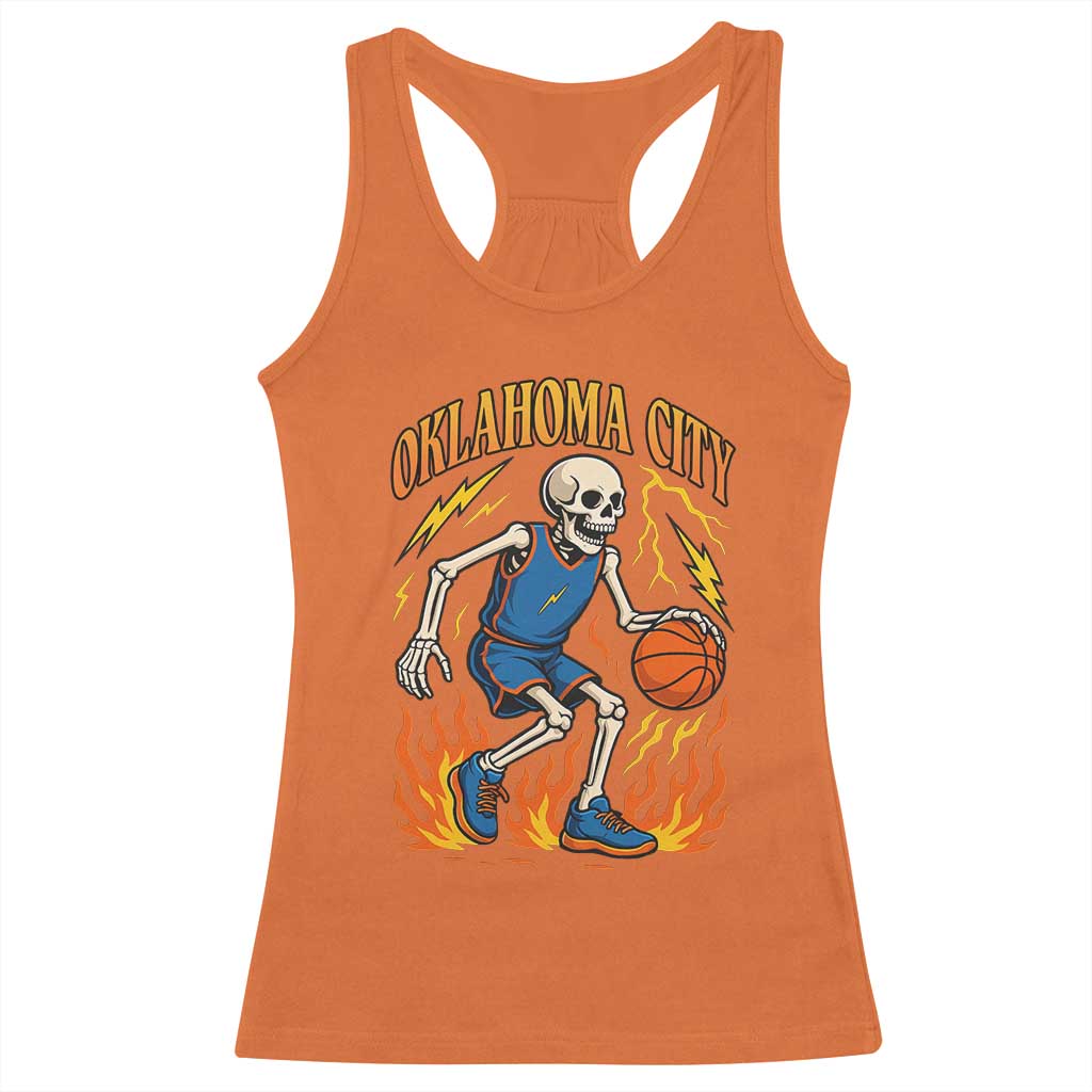 Oklahoma City Basketball Skeleton Racerback Tank Top OKC Hoops Fan Life Sport Lover - Wonder Print Shop