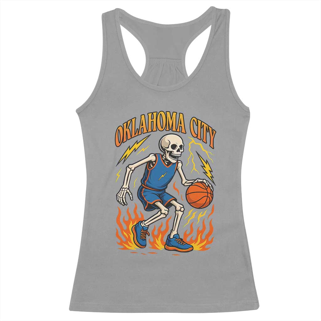 Oklahoma City Basketball Skeleton Racerback Tank Top OKC Hoops Fan Life Sport Lover - Wonder Print Shop