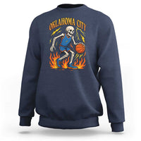 Oklahoma City Basketball Skeleton Sweatshirt OKC Hoops Fan Life Sport Lover - Wonder Print Shop
