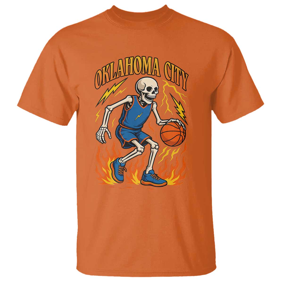 Oklahoma City Basketball Skeleton T Shirt OKC Hoops Fan Life Sport Lover - Wonder Print Shop