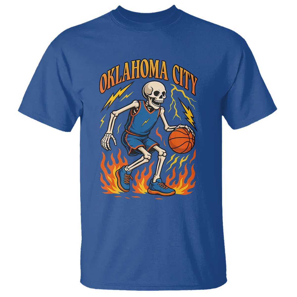 Oklahoma City Basketball Skeleton T Shirt OKC Hoops Fan Life Sport Lover - Wonder Print Shop