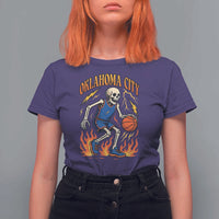 Oklahoma City Basketball Skeleton T Shirt For Women OKC Hoops Fan Life Sport Lover - Wonder Print Shop