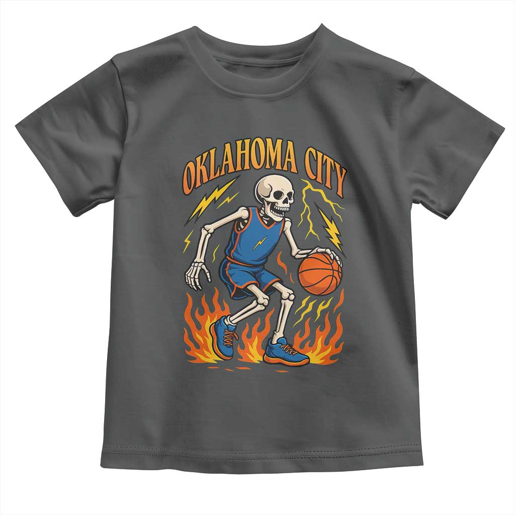 Oklahoma City Basketball Skeleton Toddler T Shirt OKC Hoops Fan Life Sport Lover - Wonder Print Shop