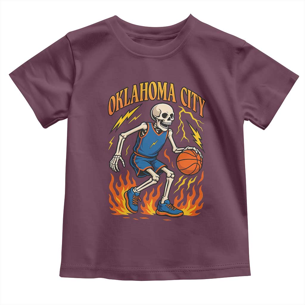 Oklahoma City Basketball Skeleton Toddler T Shirt OKC Hoops Fan Life Sport Lover - Wonder Print Shop