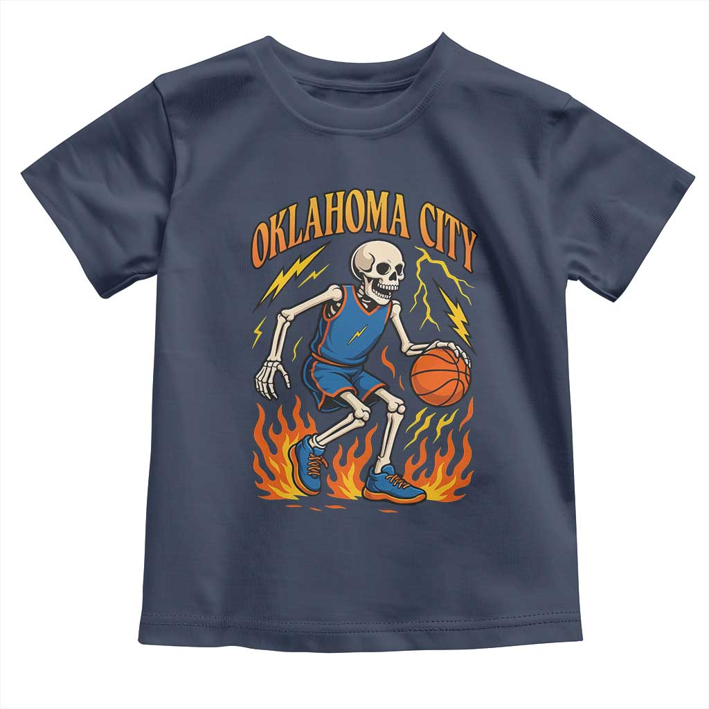 Oklahoma City Basketball Skeleton Toddler T Shirt OKC Hoops Fan Life Sport Lover - Wonder Print Shop